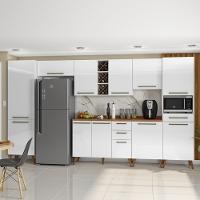 Armário De Cozinha Completa Com Adega 11 Portas 4 Gavetas Favorita Branco/nature Branco Nature - 5