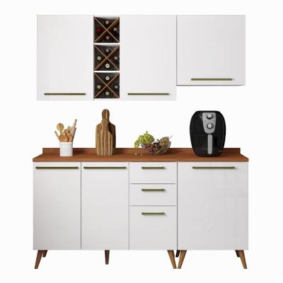 Armário De Cozinha Completa Com Adega 6 Portas 3 Gavetas Favorita Branco / Natura Branco Nature