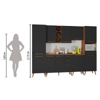 Armário De Cozinha Completa Com Adega 10 Portas 4 Gavetas Favorita Preto/nature Preto Naturale - 2