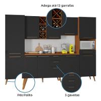 Armário De Cozinha Completa Com Adega 10 Portas 4 Gavetas Favorita Preto/nature Preto Naturale - 3