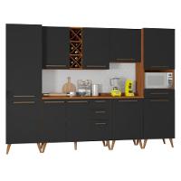 Armário De Cozinha Completa Com Adega 10 Portas 4 Gavetas Favorita Preto/nature Preto Naturale - 5