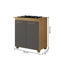 Balcão Para Cooktop 5 Bocas Fox Arte Móveis Cinamomo-grafite - 2