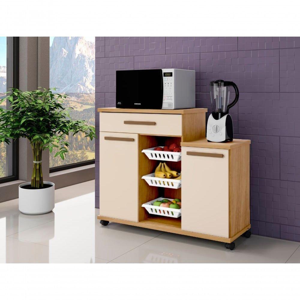 Fruteira Teresina Arte Móveis 2 Portas 1 Gaveta 3 Cestos Cinamomo-off White - 3