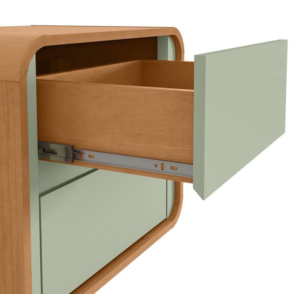 Mesa De Cabeceira 2 Gavetas Loop - Lopas Amendoa Clean-salvia - 2