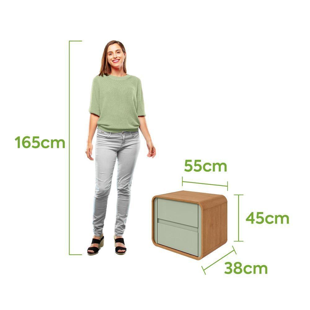 Mesa De Cabeceira 2 Gavetas Loop - Lopas Amendoa Clean-salvia - 5