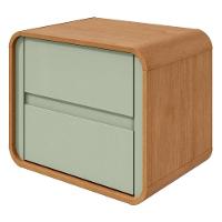 Mesa De Cabeceira 2 Gavetas Loop - Lopas Amendoa Clean-salvia - 1