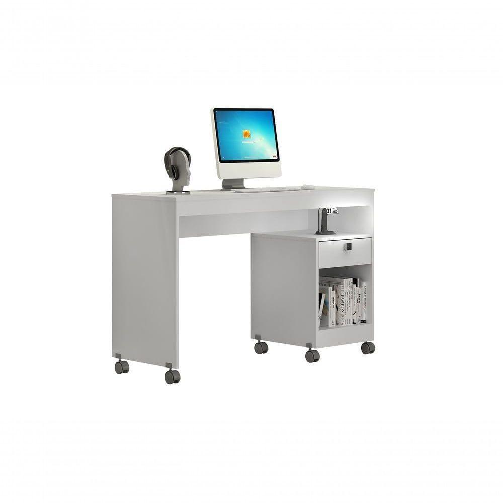 Mesa Para Computador 01 Gaveta Com Rodizio Giga Valdemoveis Branco - 1