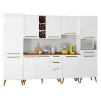 Armário De Cozinha Completa Com Adega 10 Portas 4 Gavetas Favorita Branco/nature Branco Nature - 1