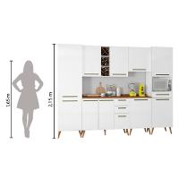 Armário De Cozinha Completa Com Adega 10 Portas 4 Gavetas Favorita Branco/nature Branco Nature - 2