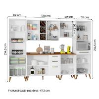 Armário De Cozinha Completa Com Adega 10 Portas 4 Gavetas Favorita Branco/nature Branco Nature