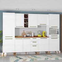 Armário De Cozinha Completa Com Adega 10 Portas 4 Gavetas Favorita Branco/nature Branco Nature - 5