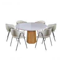 Conjunto De Jantar Siena Com 6 Cadeiras Base Roraima Bm Tubulares Off White-courissimo 133 - 1