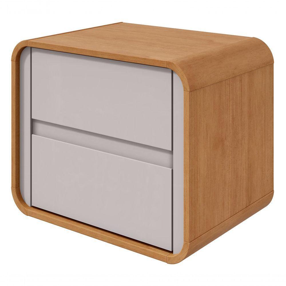 Mesa De Cabeceira 2 Gavetas Loop - Lopas Amendoa Clean-off White - 1