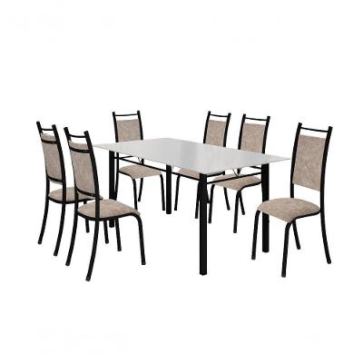 Conjunto Verona 06 Cadeiras Com Base Piauí Bm Tubulares Off White-courino 12