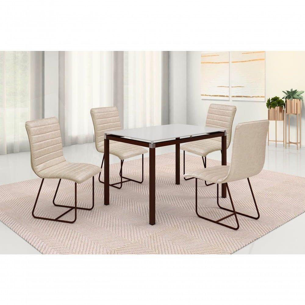 Conjunto Itália Com 4 Cadeiras E Base Tocantins Bm Tubulares Off White-courissimo 133 - 4