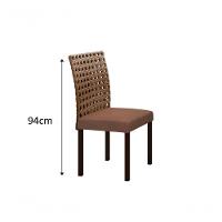 Conjunto De Jantar Lisboa Com 6 Cadeiras E Mesa Retangular Tocantins Bm Tubulares Off White-ratan Chocolate-linho 307 - 5