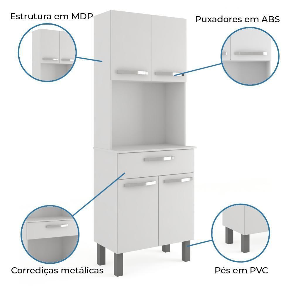 Armário De Cozinha Paneleiro 4 Portas 1 Gaveta Balli Branco Branco - 3
