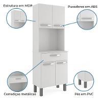 Armário De Cozinha Paneleiro 4 Portas 1 Gaveta Balli Branco Branco - 3