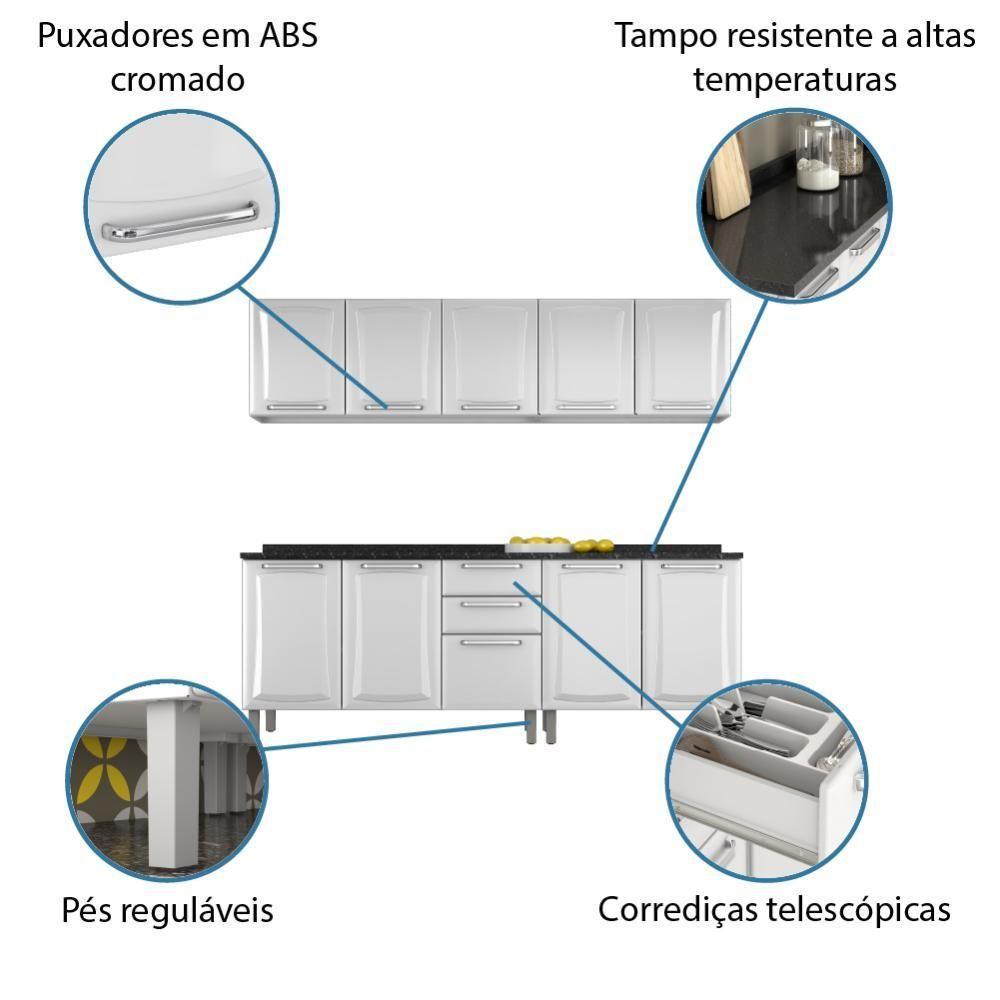 Armário De Cozinha Completa Itatiaia Tarsila De Aço Com Balcão 10 Portas Branco Branco - 2