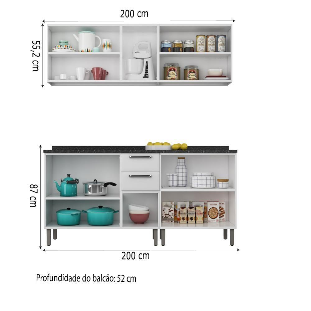 Armário De Cozinha Completa Itatiaia Tarsila De Aço Com Balcão 10 Portas Branco Branco - 3