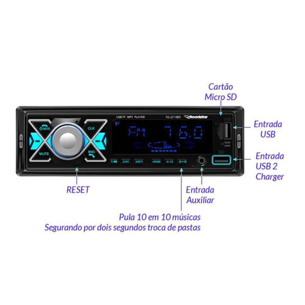 Auto Radio Roadstar Bluetooth - Rs2714br Plus - 3