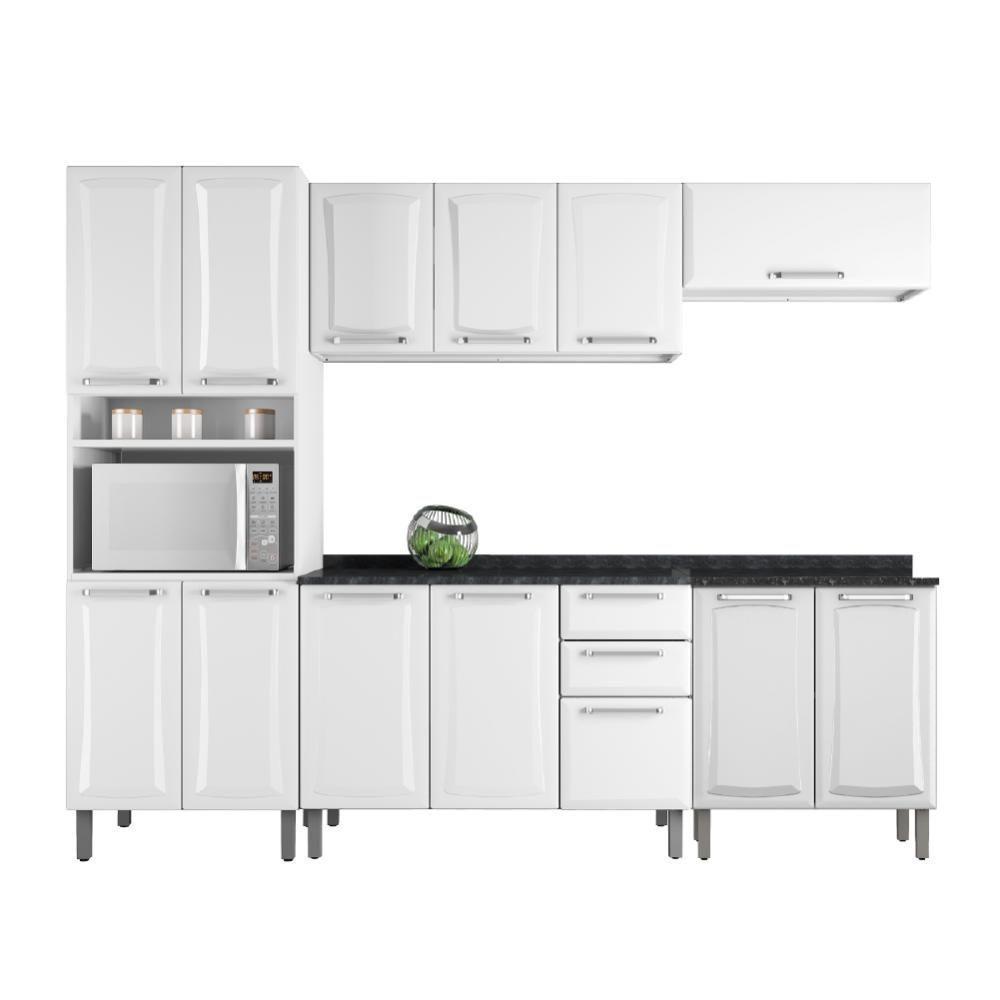 Armário De Cozinha Completa Itatiaia Tarsila De Aço Com Balcão 13 Portas 2 Gavetas Branco Branco - 1