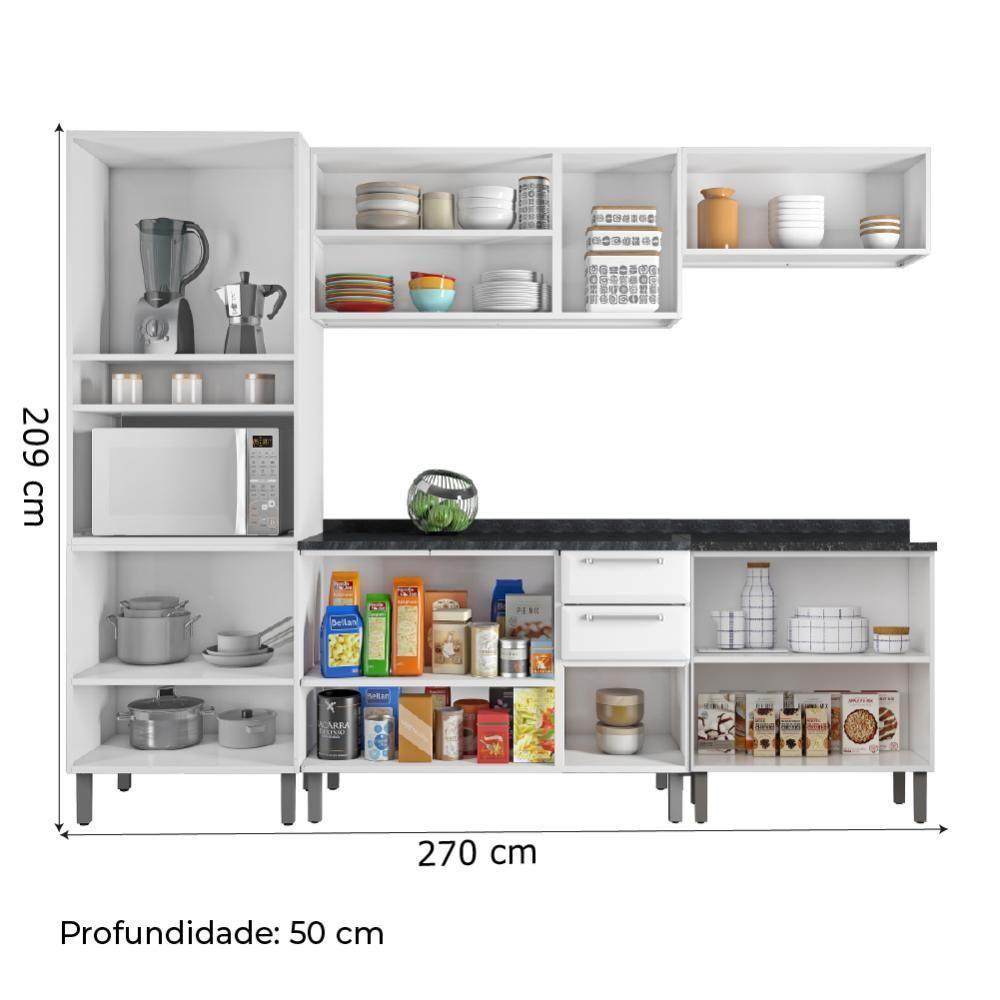 Armário De Cozinha Completa Itatiaia Tarsila De Aço Com Balcão 13 Portas 2 Gavetas Branco Branco - 4