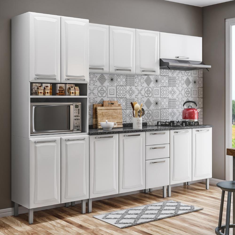 Armário De Cozinha Completa Itatiaia Tarsila De Aço Com Balcão 13 Portas 2 Gavetas Branco Branco - 5