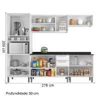 Armário De Cozinha Completa Itatiaia Tarsila De Aço Com Balcão 13 Portas 2 Gavetas Branco Branco