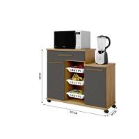 Fruteira Teresina Arte Móveis 2 Portas 1 Gaveta 3 Cestos Cinamomo-grafite - 2