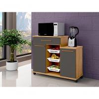 Fruteira Teresina Arte Móveis 2 Portas 1 Gaveta 3 Cestos Cinamomo-grafite - 3