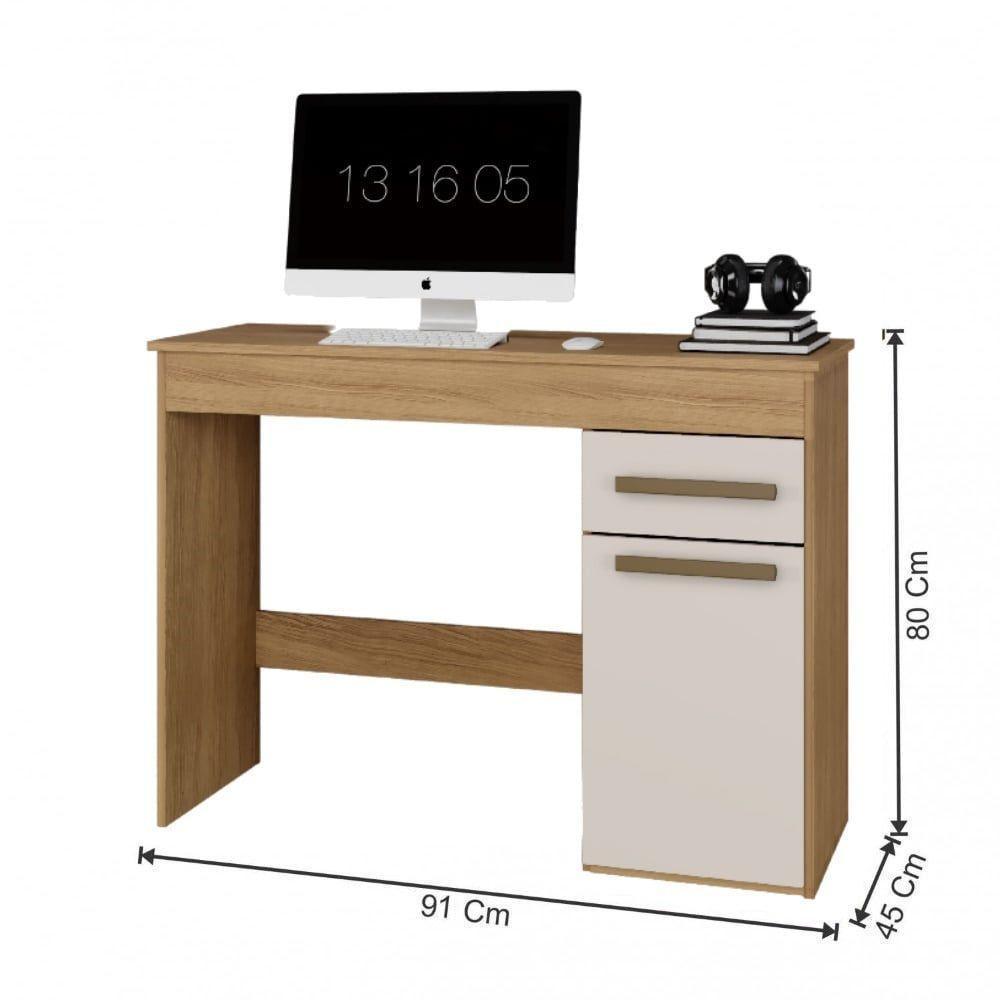 Escrivaninha Atenas 1 Porta E 1 Gaveta Arte Móveis Branco Cinamomo-off White - 3