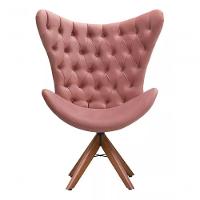 Poltrona Decorativa 1 Lugar Afrodite Suede Capitone Pe Palito Unidecor Rosa - 1