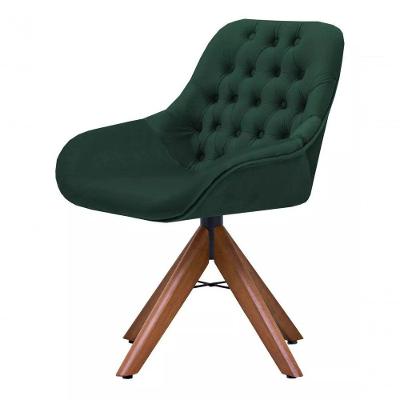 Poltrona Decorativa Alice Suede Capitone Pe Palito Unidecor Verde