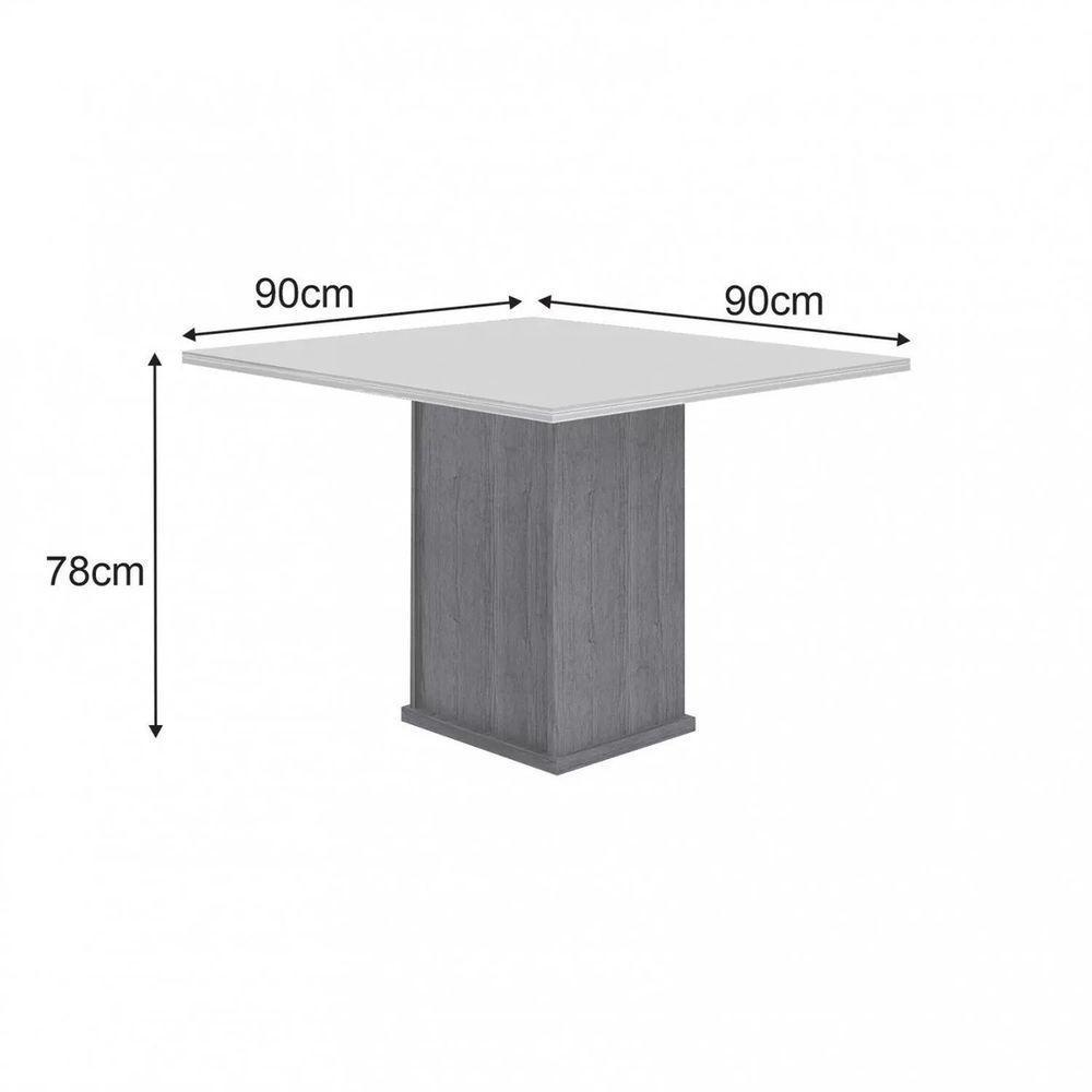 Mesa De Jantar 4 Lugares Tampo Mdf-vidro Napoli 90cm Moveis Leifer Cadeiras Não Inclusas Freijó-freijó Decor-off White - 2