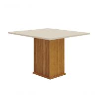 Mesa De Jantar 4 Lugares Tampo Mdf-vidro Napoli 90cm Moveis Leifer Cadeiras Não Inclusas Freijó-freijó Decor-off White - 1