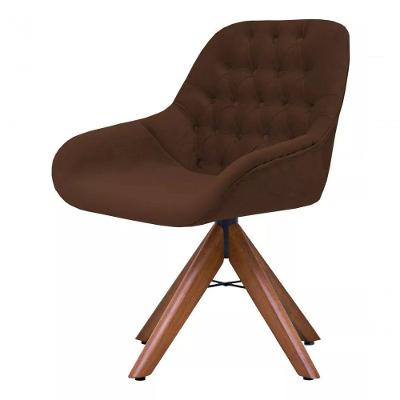 Poltrona Decorativa Alice Suede Capitone Pe Palito Unidecor Marrom