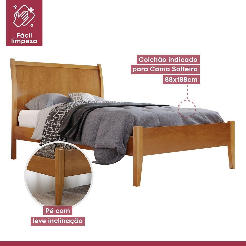 Cama Solteiro 90cm Classic Amendoa Mel Josandro Amendoa Mel - 4