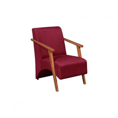 Poltrona Venus 1 Lugar Braço Madeira Maciça Tecido Suede Unidecor Bordô