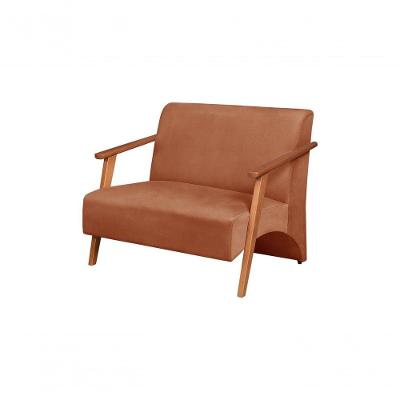 Poltrona Namoradeira Venus Braço Madeira Maciça Suede Terracota Unidecor