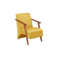 Poltrona Venus 1 Lugar Braço Madeira Maciça Tecido Suede Unidecor Amarelo - 1