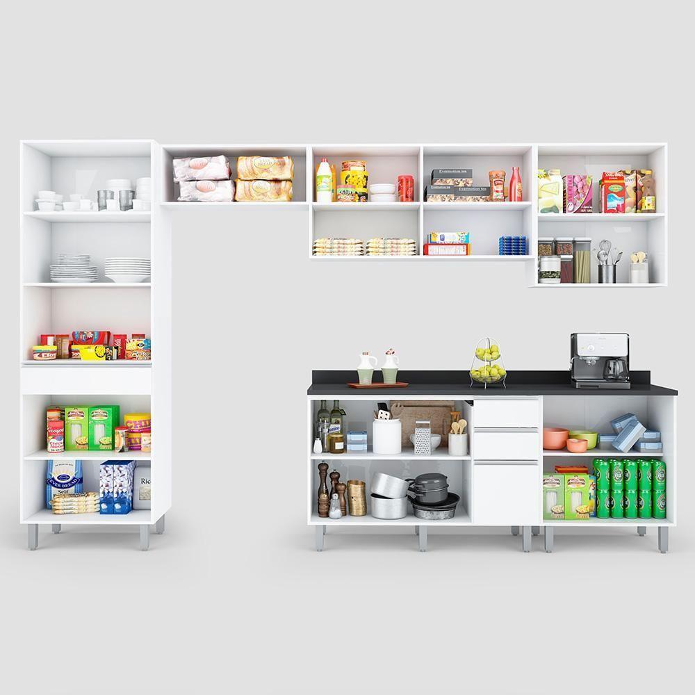 Armário De Cozinha Completa Top Class 6 Peças Com 12 Portas Branco Branco - 2