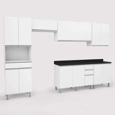Armário de Cozinha Completa Top Class 6 Peças 12 Portas 4 Gavetas Branco