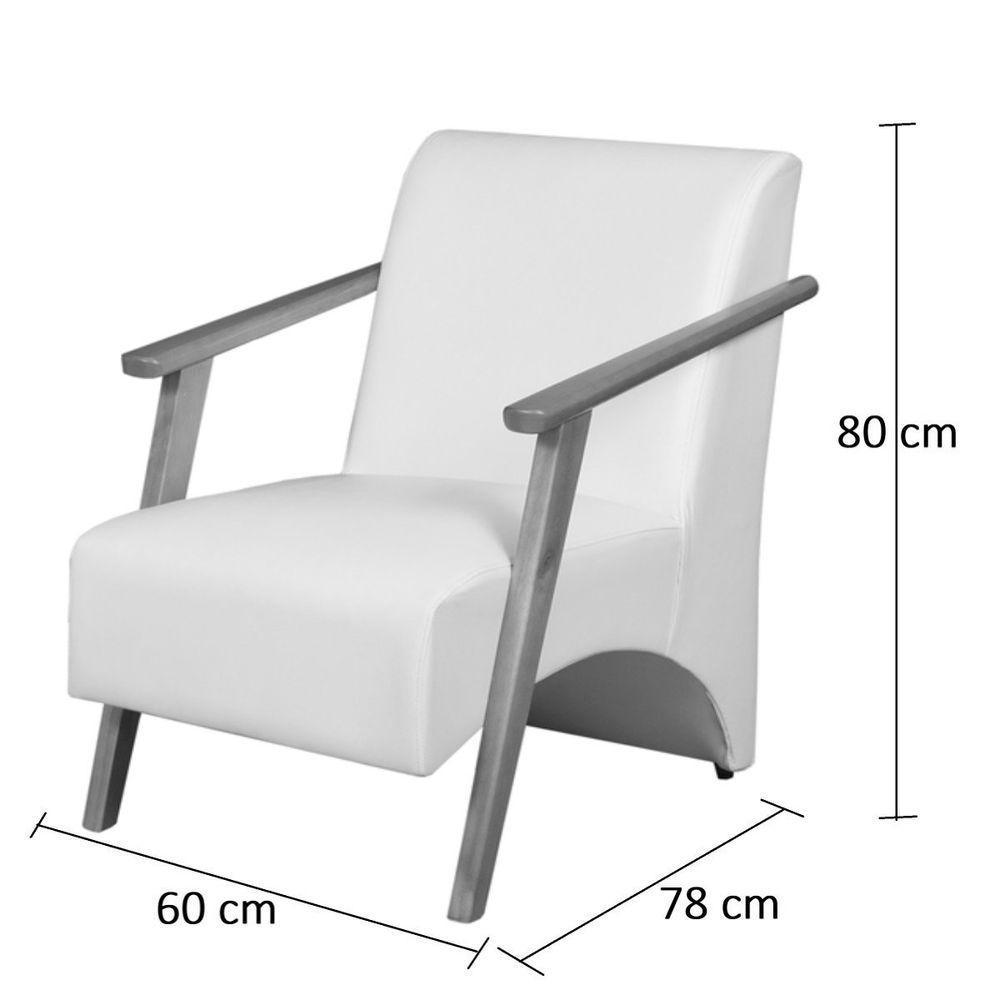 Kit 3 Poltronas Venus 1 Lugar Braço Madeira Maciça Courino Unidecor Branco - 2