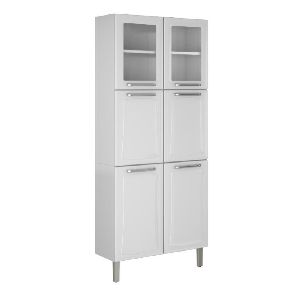Armário De Cozinha E Paneleiro Duplo De Aço Itatiaia Tarsila Com Vidro 6 Portas 0,70m Branco Branco - 1
