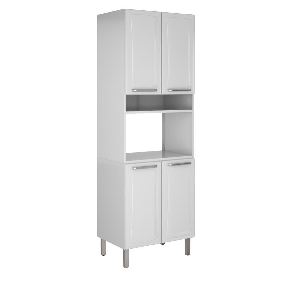 Armário De Cozinha E Paneleiro De Aço 4 Portas Com Nicho Para Microondas Tarsila 0,70m Branco Branco - 1
