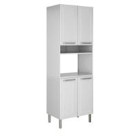Armário De Cozinha E Paneleiro De Aço 4 Portas Com Nicho Para Microondas Tarsila 0,70m Branco Branco - 1