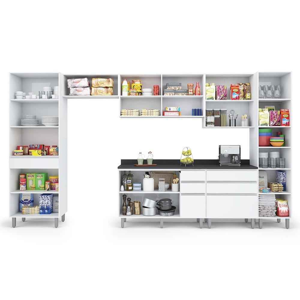 Armário De Cozinha Completa Top Class 7 Peças Com 12 Portas Branco Branco - 3