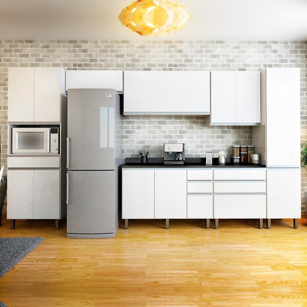 Armário De Cozinha Completa Top Class 7 Peças Com 12 Portas Branco Branco - 9