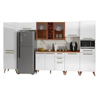 Armário De Cozinha Completa Vidro Reflecta Com Adega 11 Portas 4 Gavetas Favorita Branco/nature Nature - 1